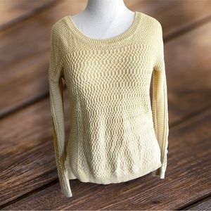 Free People Ivory Cotton Long Sleeve Open Knit Pullover Sweater Large